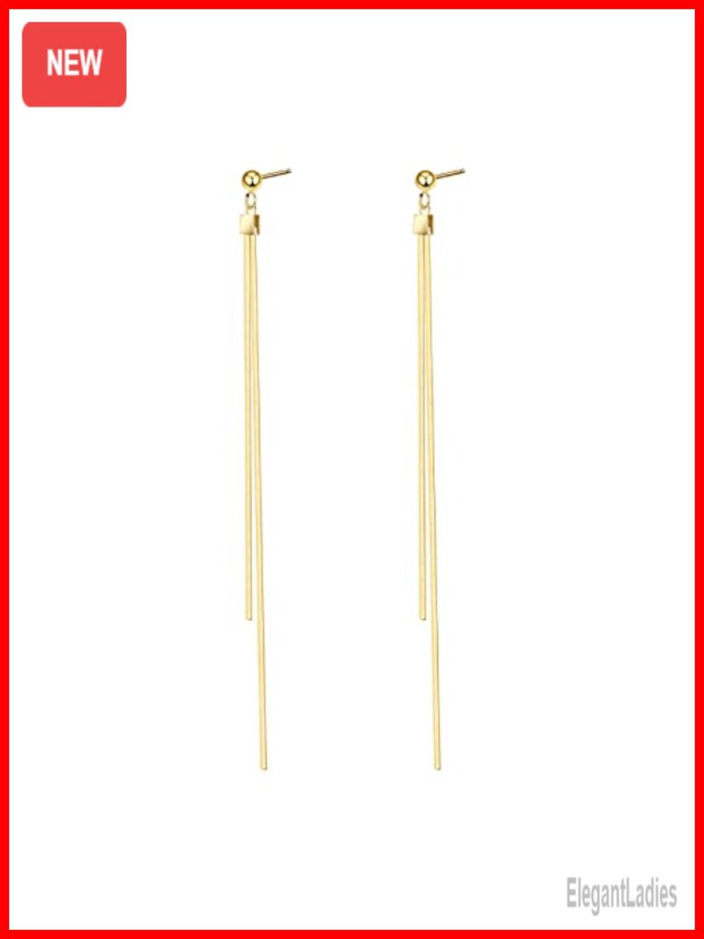 Gold Plated Dangle Drop Earrings 3 Inch Minimalist Tassel Women